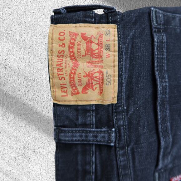 Levi's Strauss 505 Black Jeans Men's W38xL32 - Picture 3 of 5